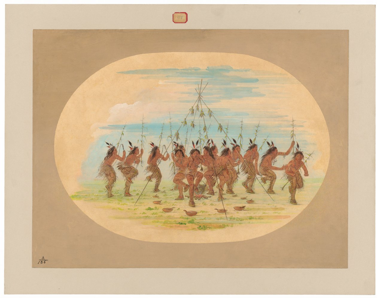 Danza del maíz verde - Minatarrees de George Catlin