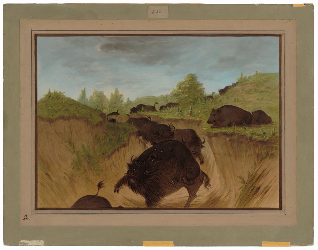 Osos grizzly atacando búfalos de George Catlin