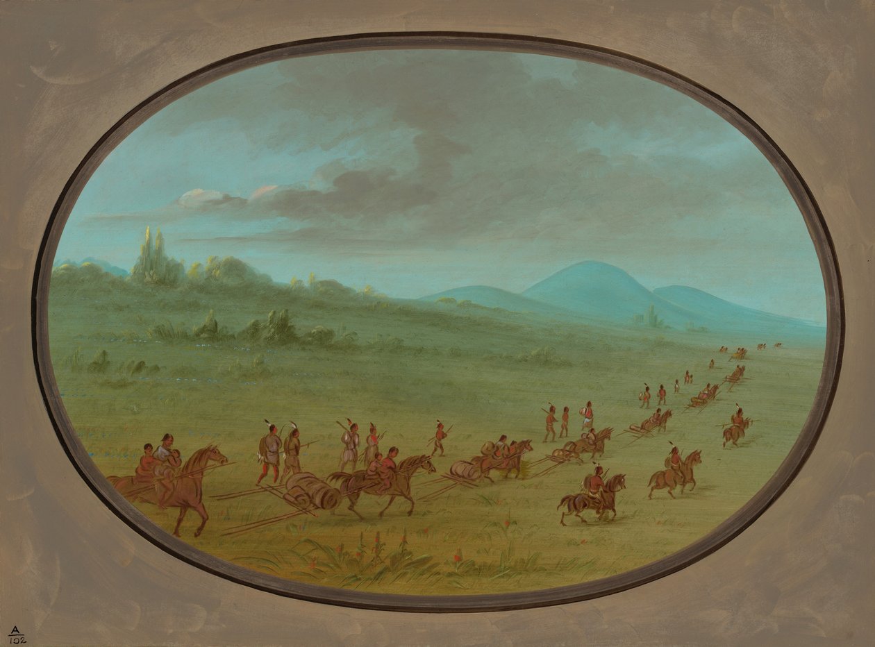 Acantilado de Halsey - Indios Sioux en marcha de George Catlin