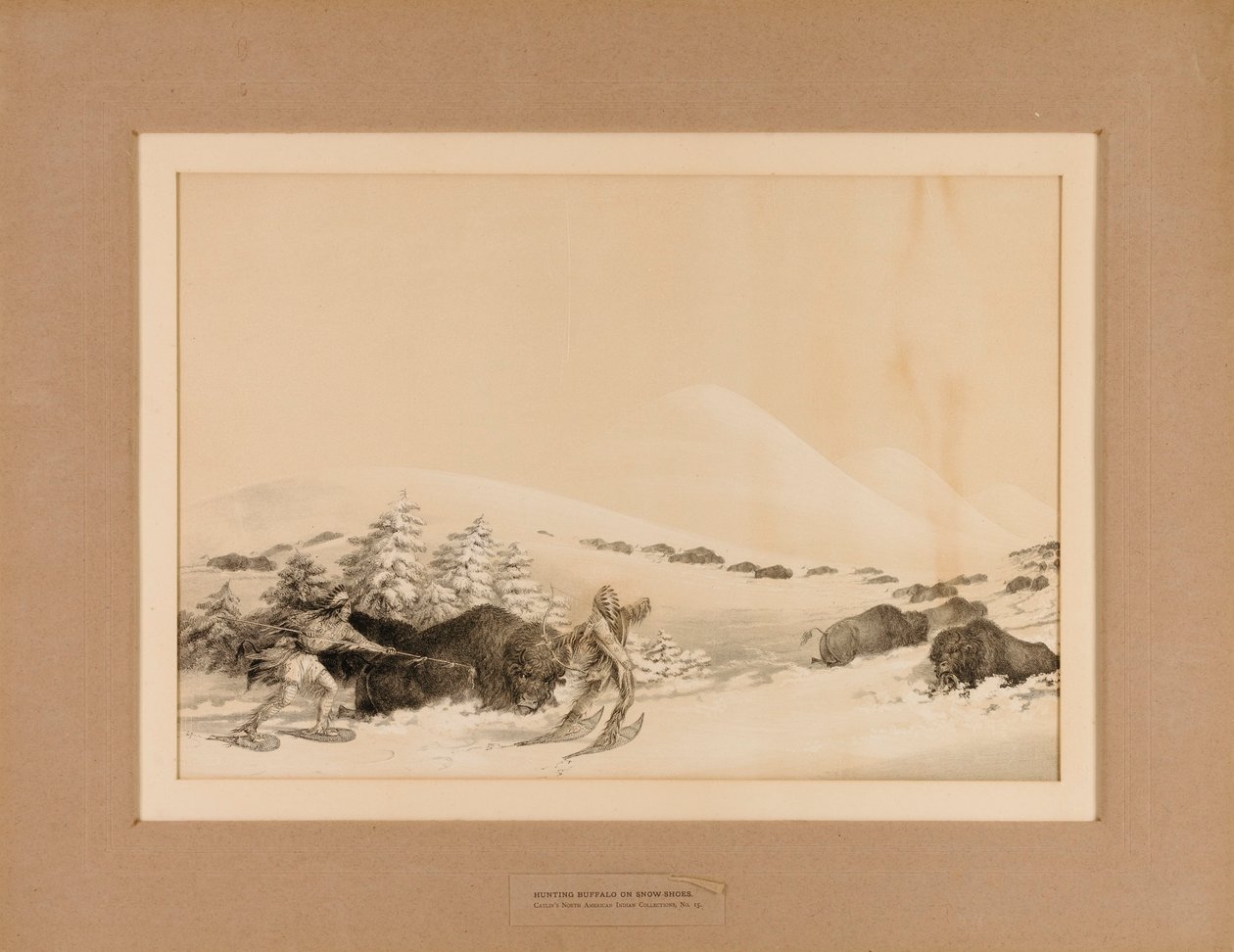 Cazar búfalos en la nieve--no. 15 de George Catlin