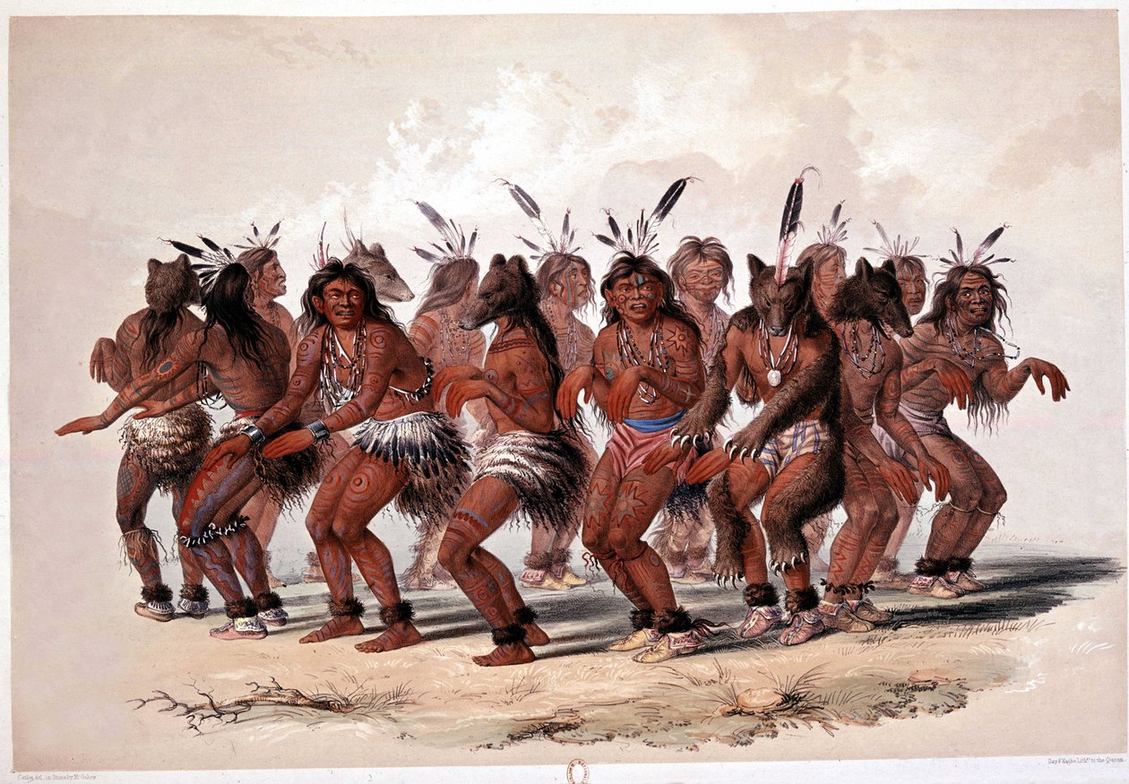 Danza del oso indio - litografía de Georges Catlin de George Catlin