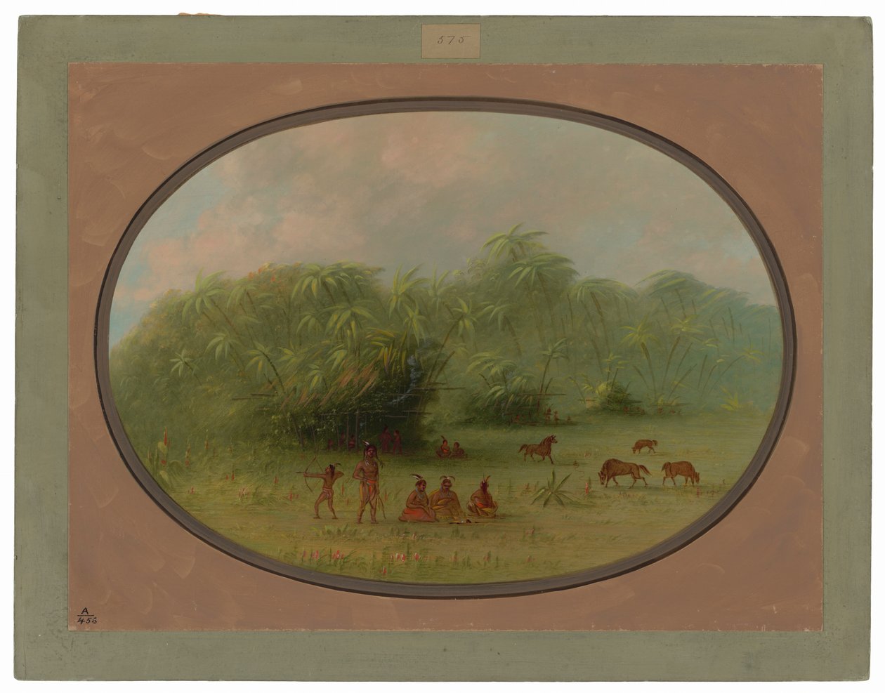 Indios y caballos en el bosque de George Catlin