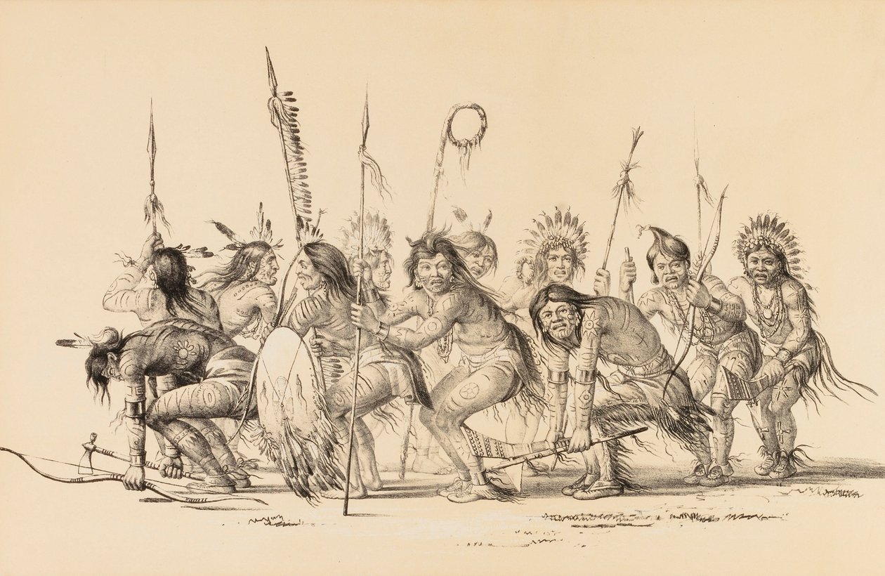 Indios en círculo, bailando--no. 30 de George Catlin