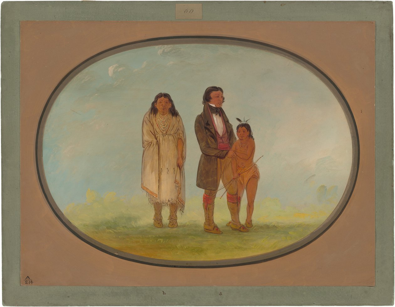 Jefe Kaskaskia, su madre y su hijo de George Catlin