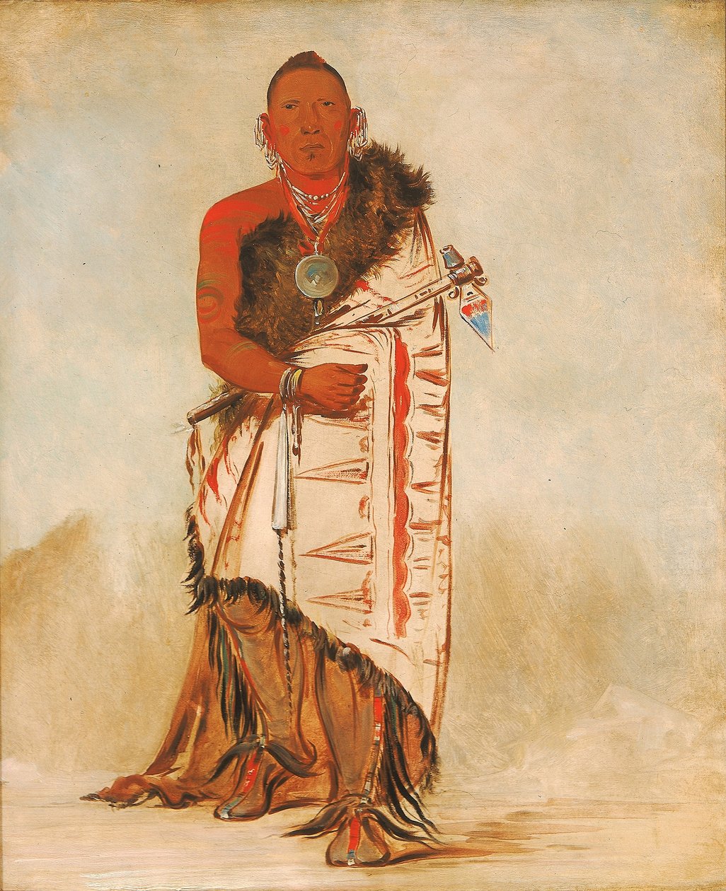 Ki-hó-go-waw-shú-shee, Jefe Valiente, Jefe de la Tribu de George Catlin
