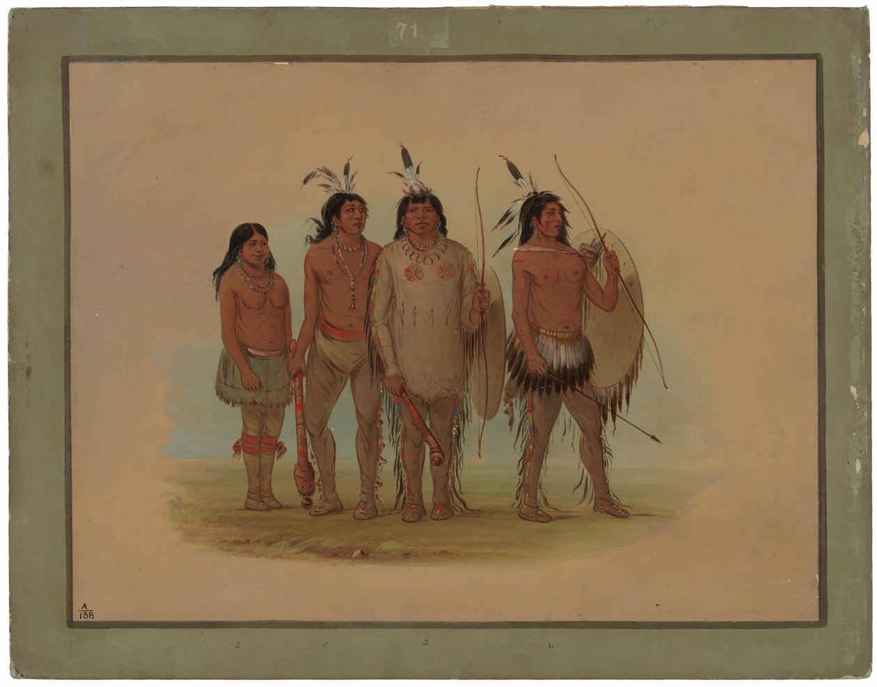 Jefe Kiowa, su Esposa y Dos Guerreros de George Catlin