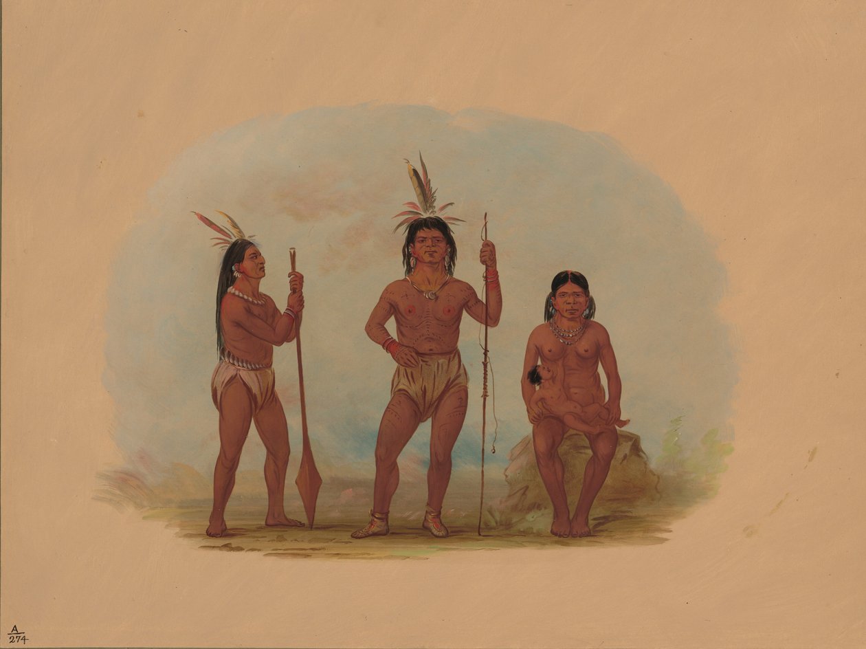 Jefe Klahoquaht, su esposa y su hijo de George Catlin