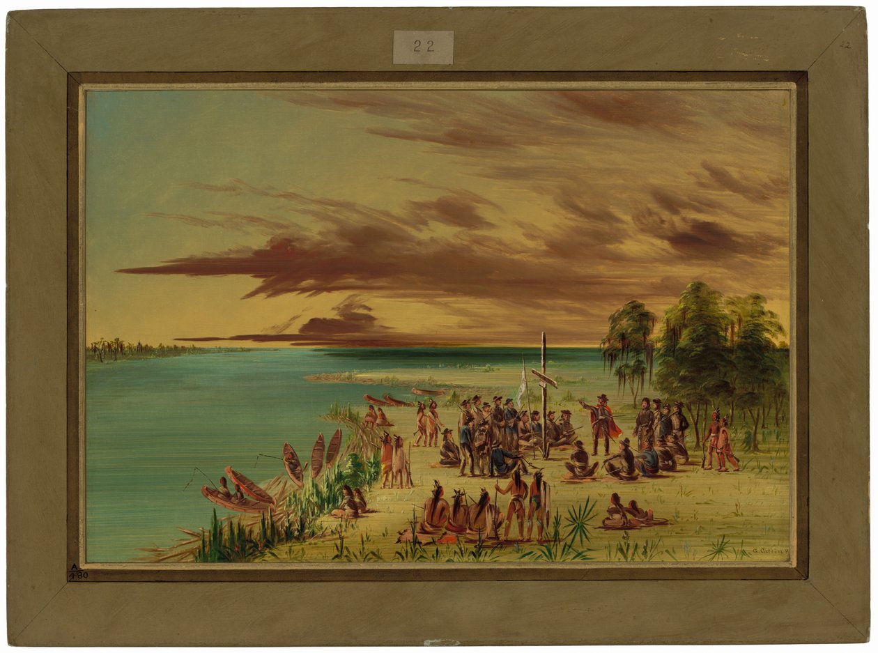La Salle reclamando Luisiana para Francia. 9 de abril de 1682 de George Catlin