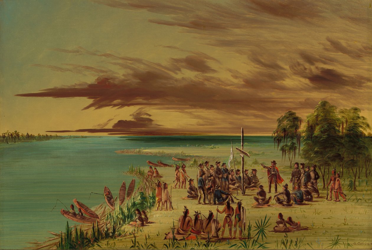 La Salle reclamando Luisiana para Francia de George Catlin