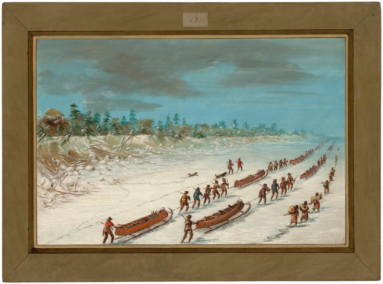La Salle cruza el lago Míchigan sobre el hielo. 8 de diciembre de 1681 de George Catlin