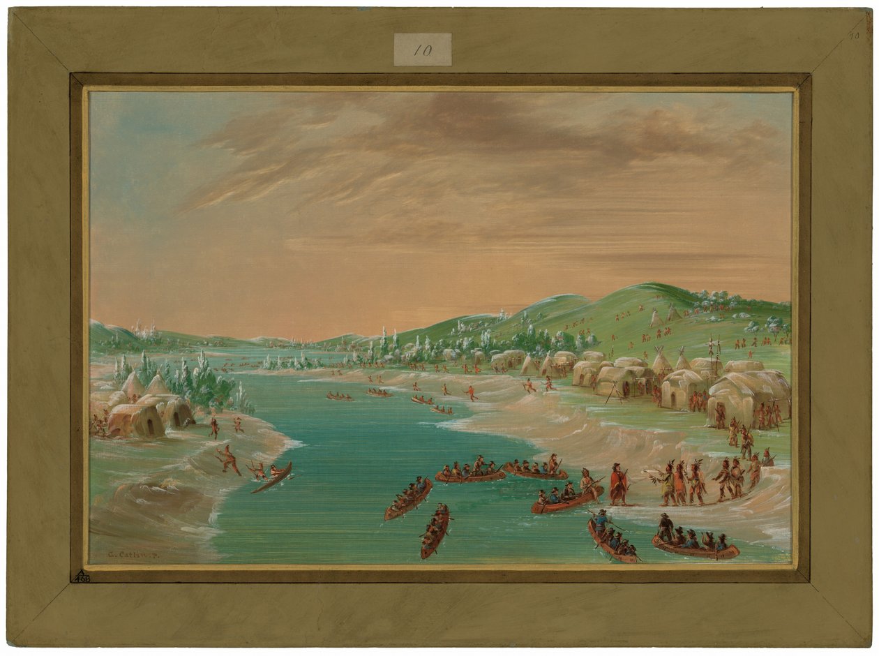 La Salle y su comitiva llegan a la aldea de los illinois. 1 de enero de 1680 de George Catlin
