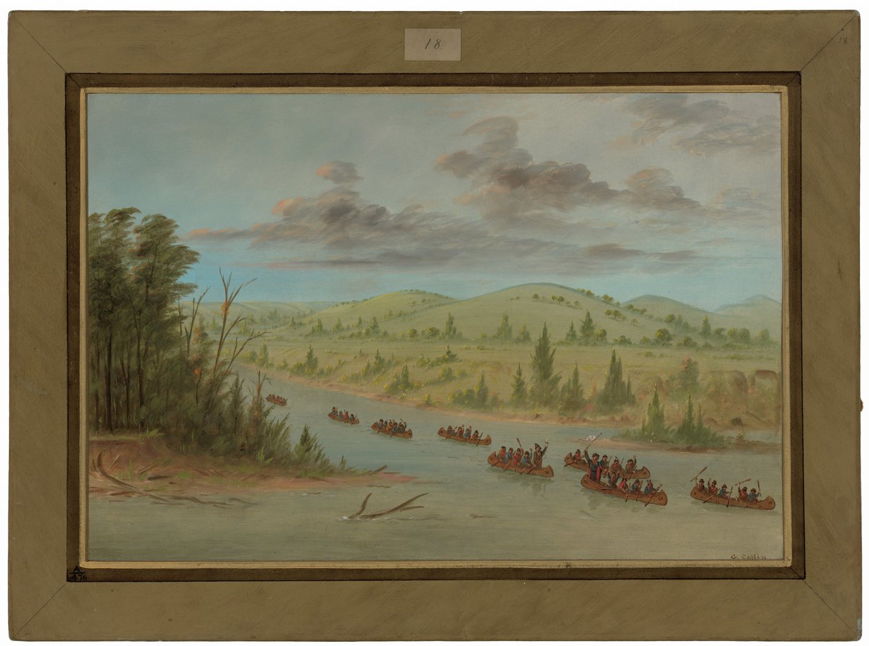 La expedición de La Salle se adentra en el Misisipi en canoas. 6 de febrero de 1682 de George Catlin