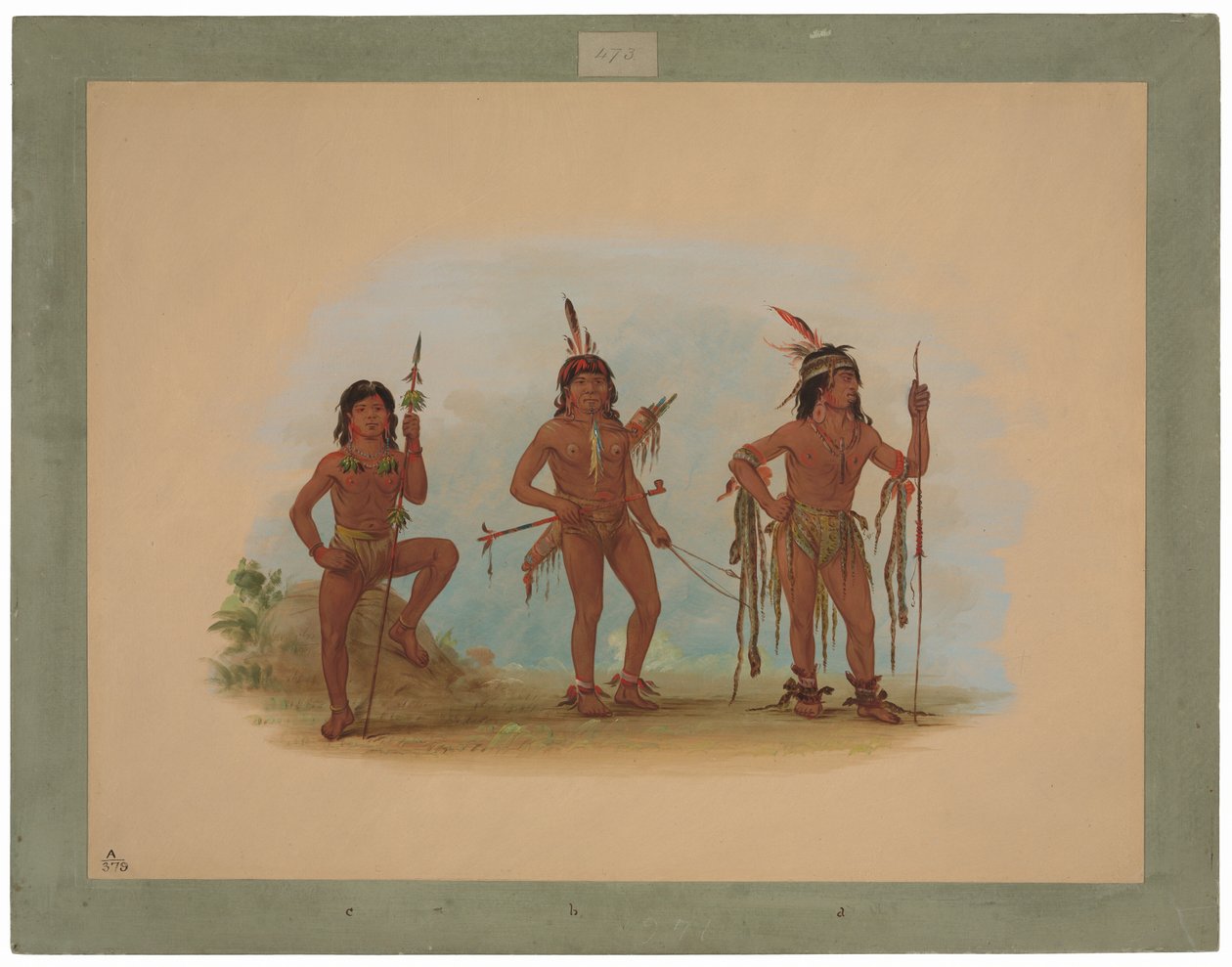 Hombre Medicina Lengua con Dos Guerreros de George Catlin