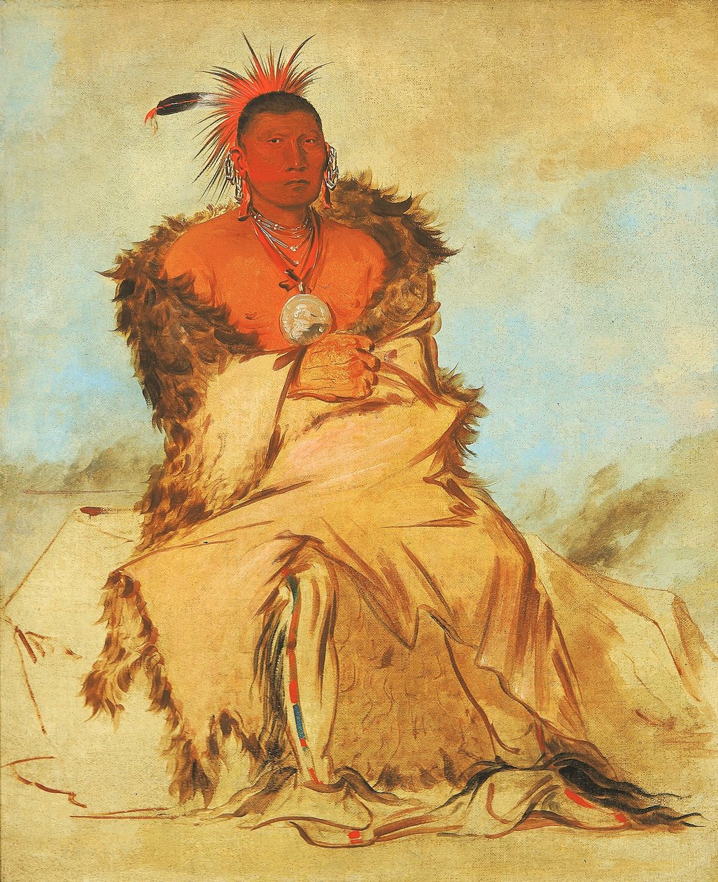 Loo-rá-wée-re-coo, Pájaro que va a la guerra, un Pawnee Tapage de George Catlin