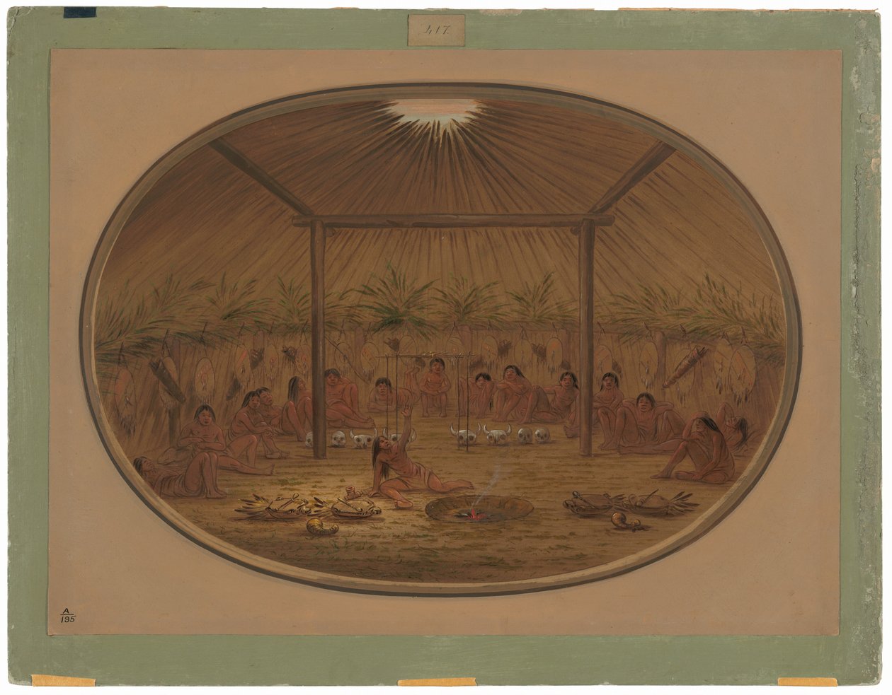 Ceremonia Mandan - El agua se hunde de George Catlin