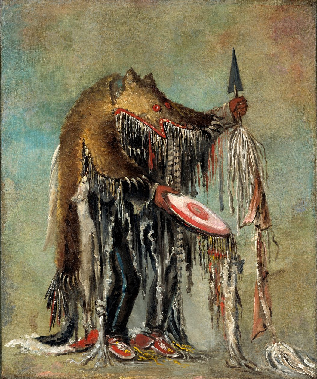 El curandero aplica sus misterios a un moribundo de George Catlin