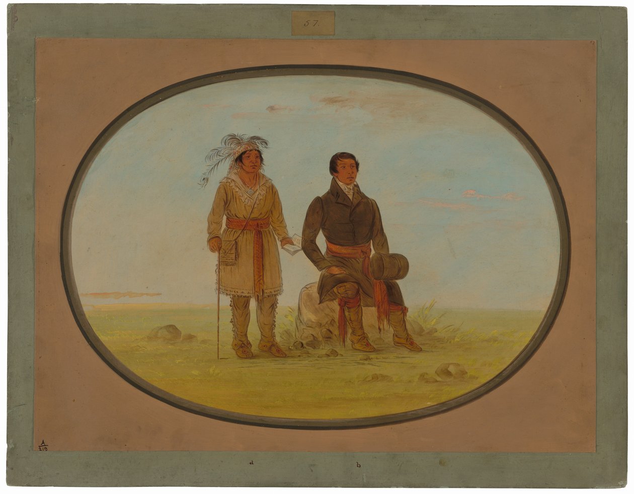 Jefe Mohicano y un Misionero de George Catlin