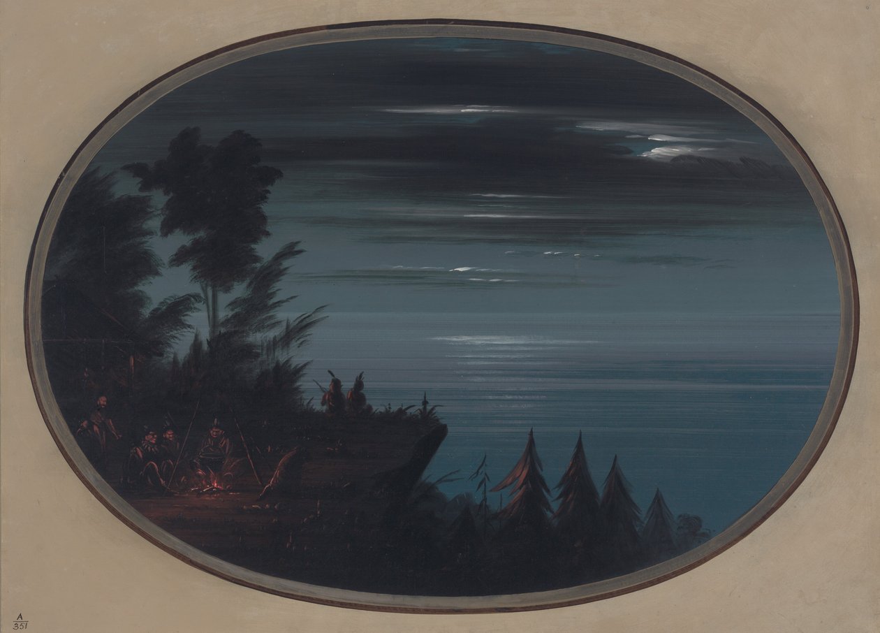 Pueblo de Nayas de noche de George Catlin