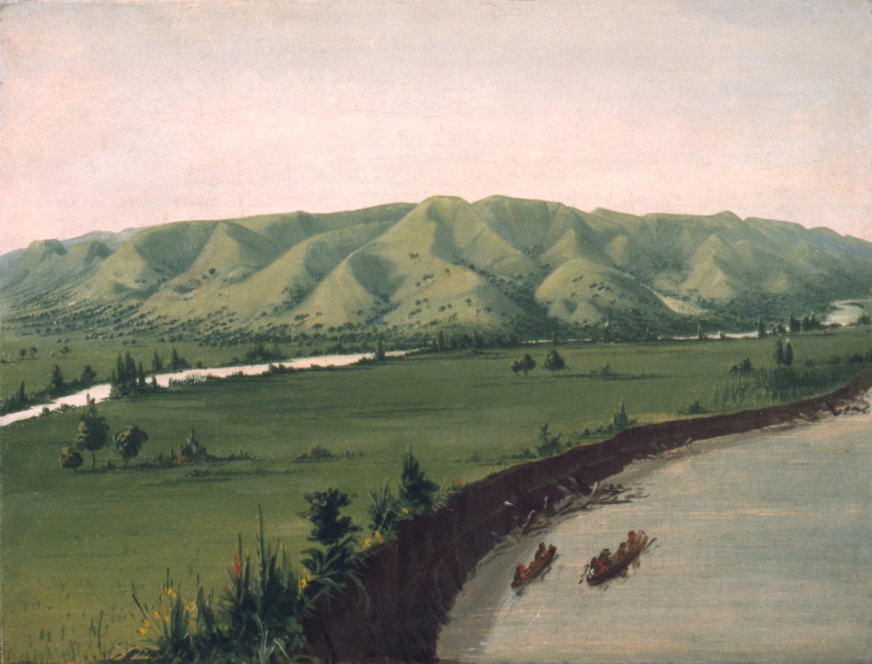 Acantilados de Nishnabottana, 1070 millas arriba de St. Louis, 1832 de George Catlin