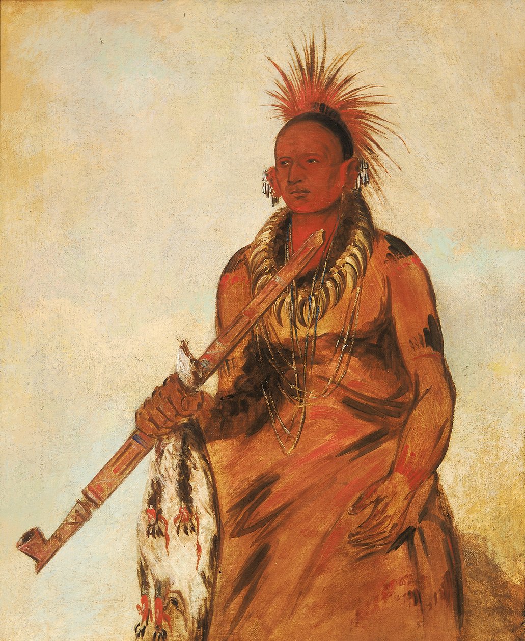 No-o-mún-nee, Camina en la Lluvia, un guerrero, 1832 de George Catlin