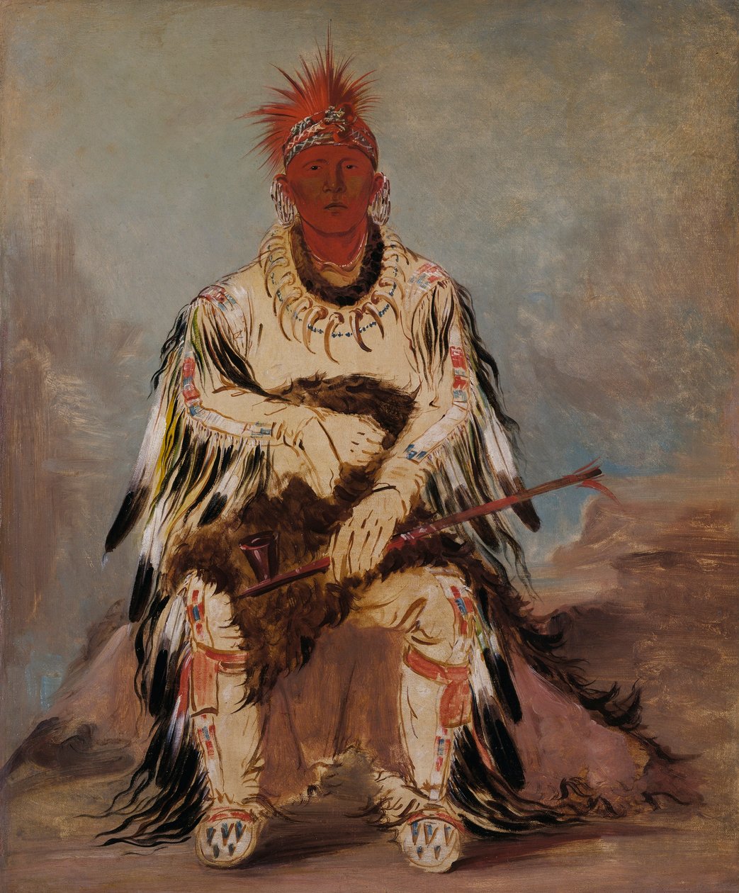 No-wáy-ke-súg-gah, El que golpea a dos a la vez, un valiente de George Catlin