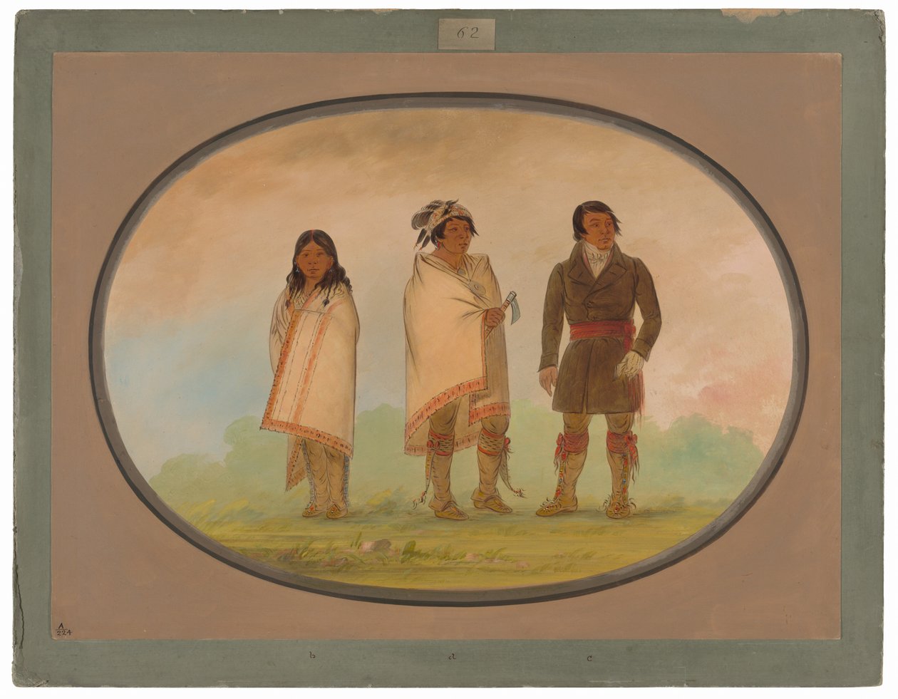 Jefe Oneida, su hermana y un misionero de George Catlin