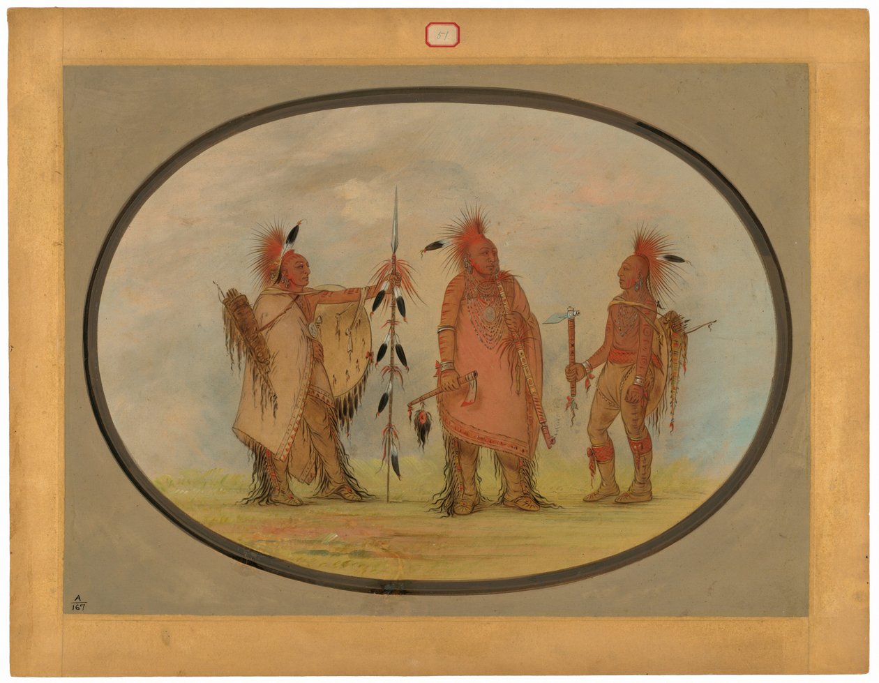 Jefe Osage con Dos Guerreros de George Catlin
