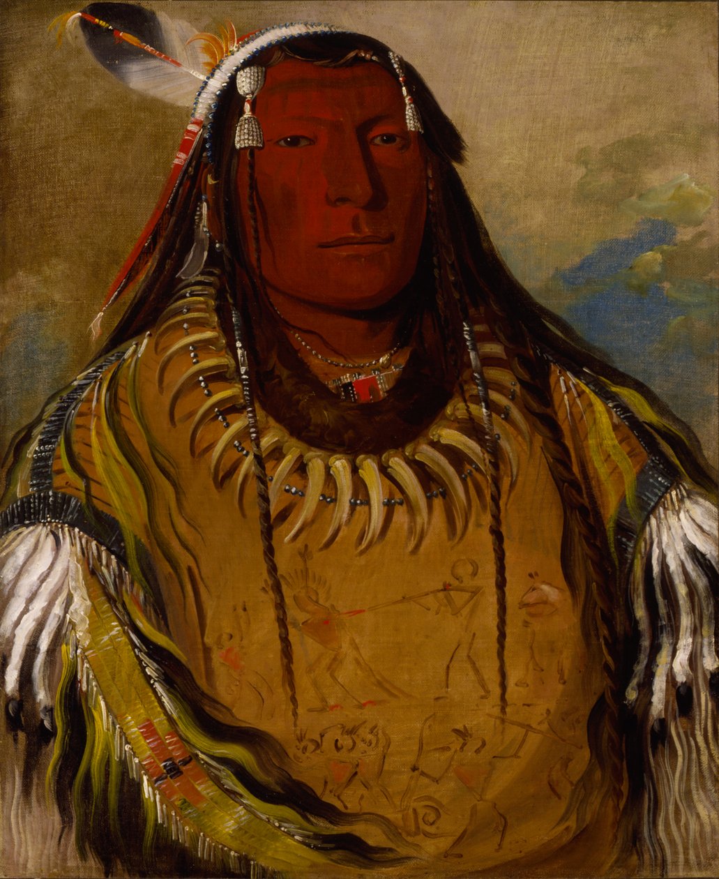 Pa-ris-ka-roó-pa, Dos cuervos, un jefe de George Catlin