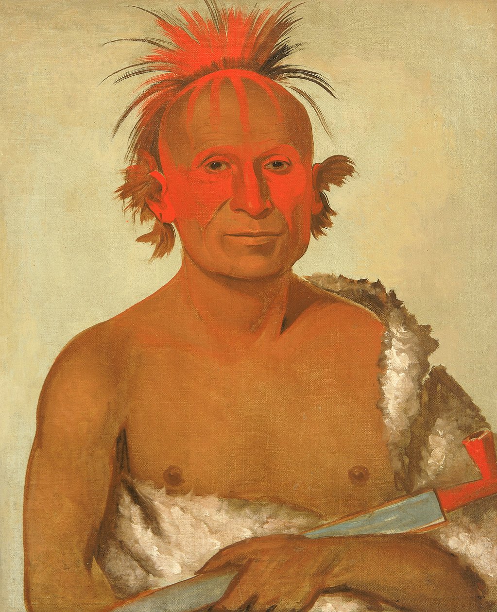 Pash-ee-pa-hó, Pequeño Jefe Apunalador, el Joven, uno de los valientes de Black Hawk de George Catlin