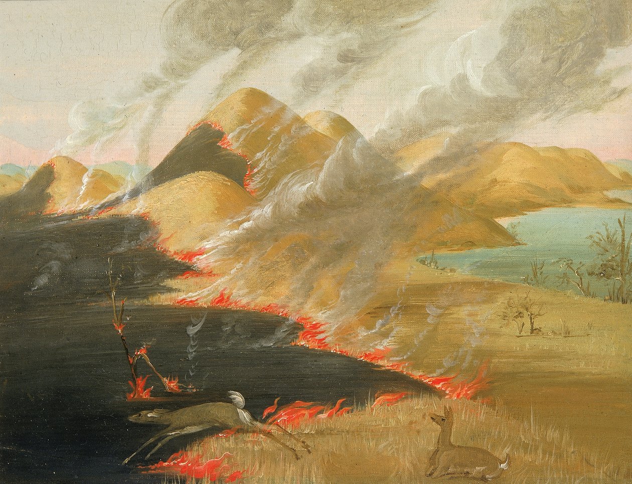 Quema de Prairie Bluffs de George Catlin