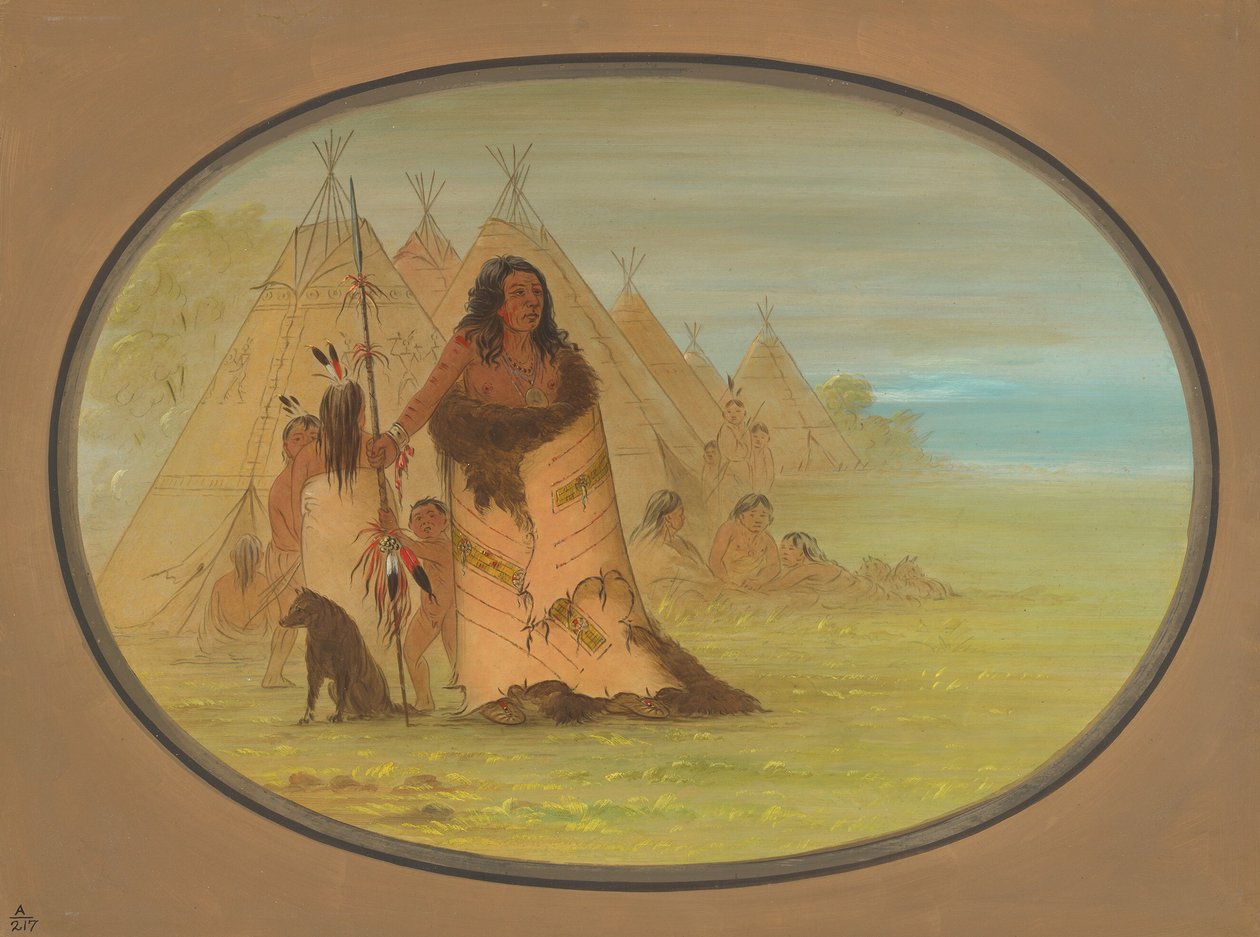 Jefe Puncah rodeado por su familia, 1861-1869 de George Catlin