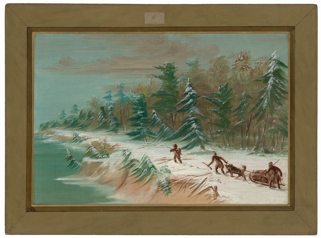Regreso a Fort Frontenac en trineo.  Febrero de 1679 de George Catlin