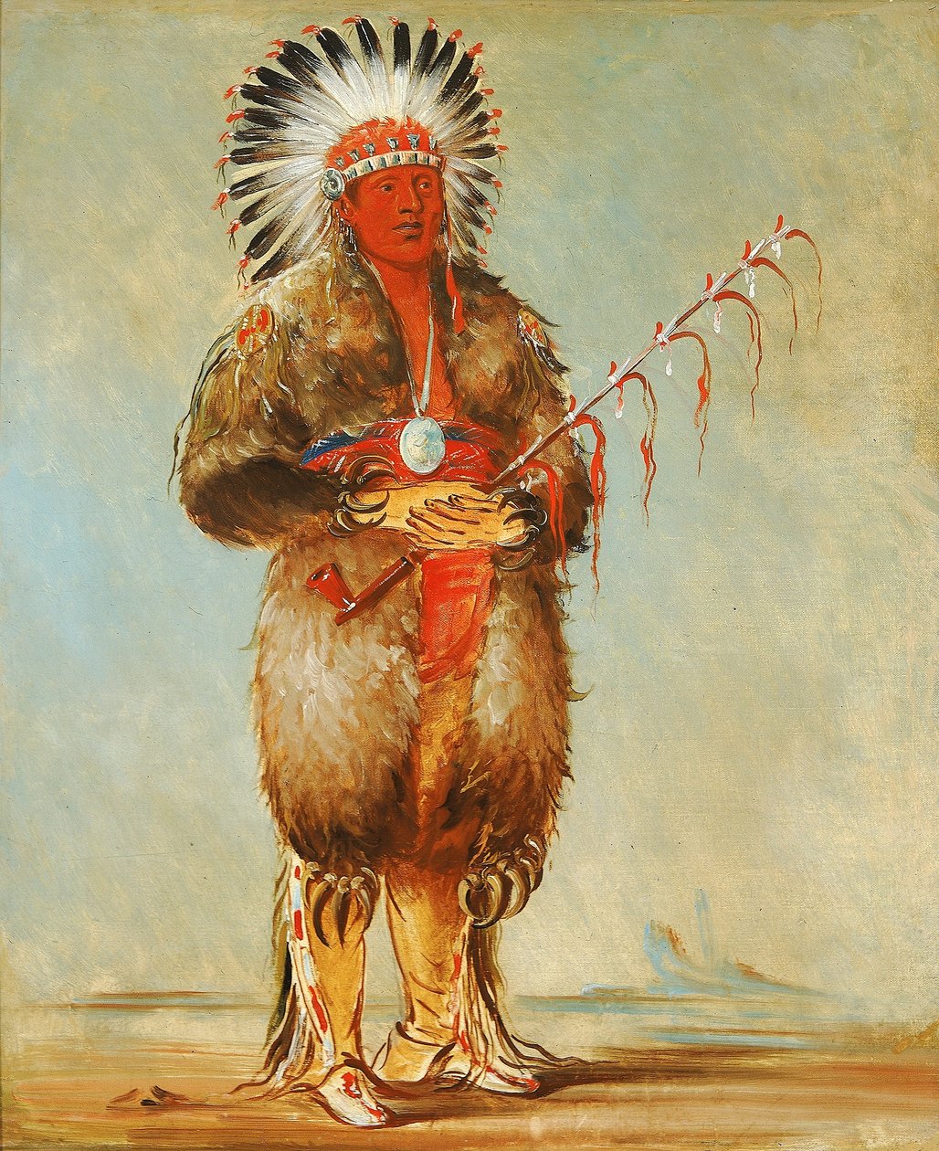 Ráw-no-way-wóh-krah, Pipestem suelto, un valiente de George Catlin