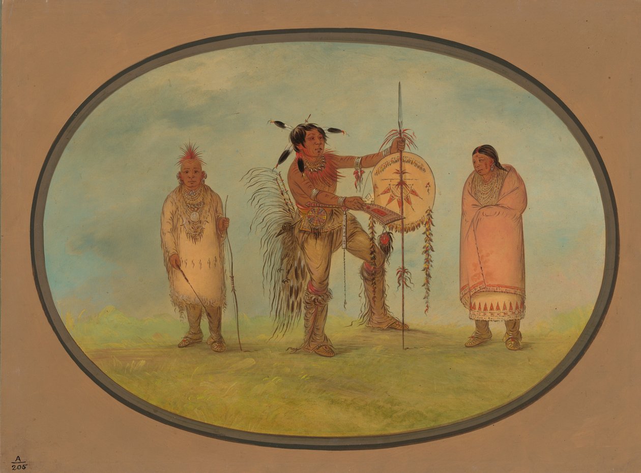Guerrero Saukie, su esposa y un niño, 1861-1869 de George Catlin