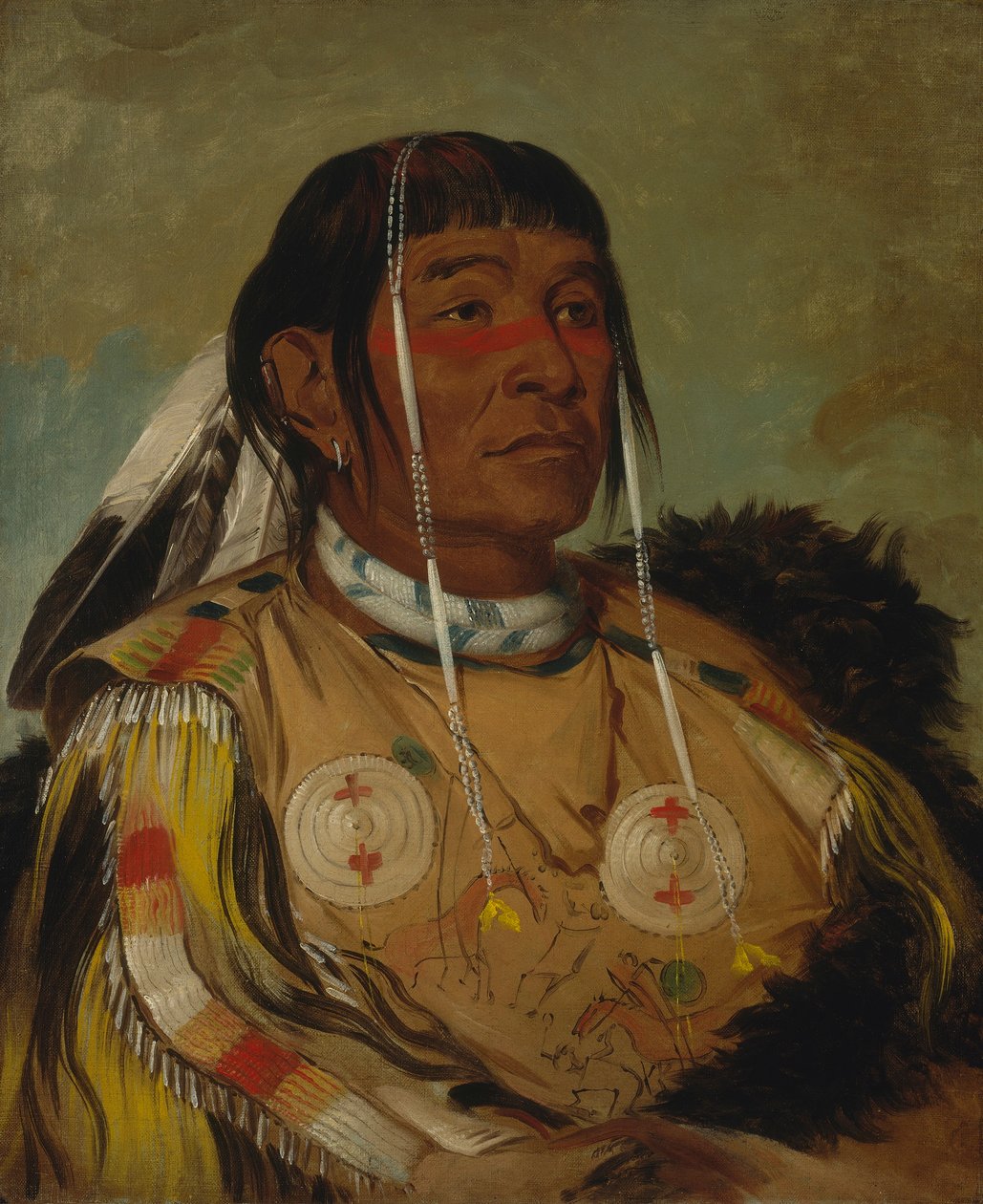 Sha-có-pay, Los Seis, Jefe de los Ojibwa de las Llanuras de George Catlin