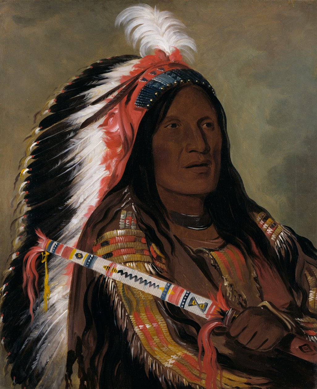 Táh-téck-a-da-háir, Viento Empinado, un valiente de la Banda de Puntas de Flecha Mala, 1832 de George Catlin