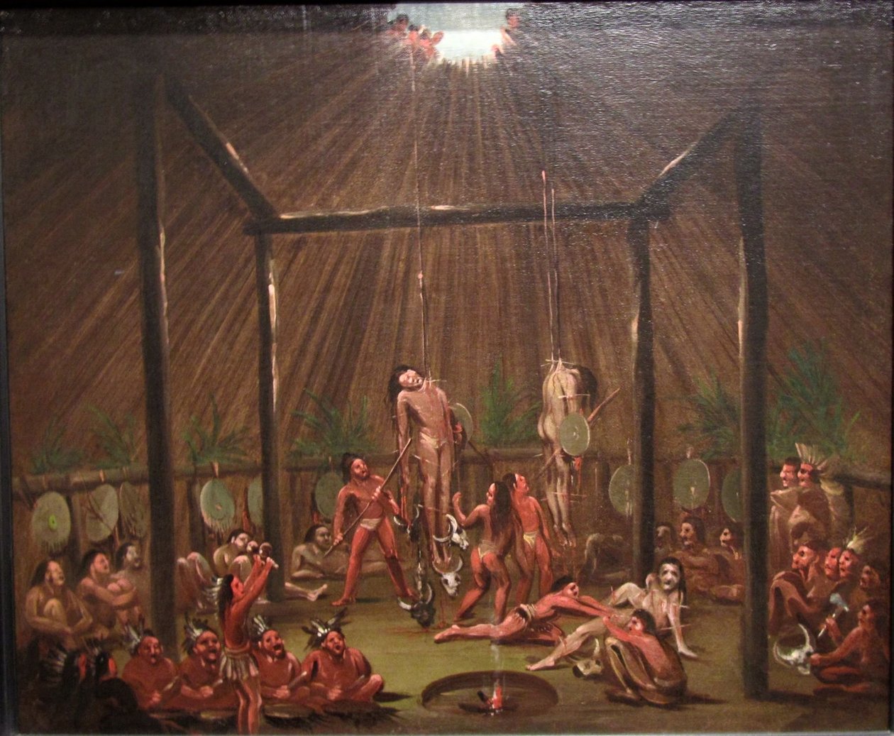 La escena del corte, ceremonia Mandan-O-kee-pa de George Catlin