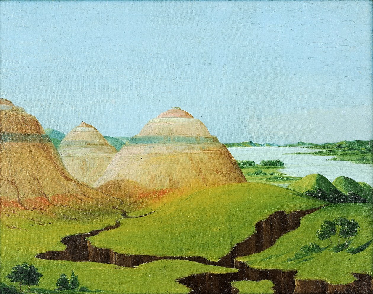 Las Tres Cúpulas, Clay Bluffs a 15 millas por encima del pueblo de Mandan de George Catlin
