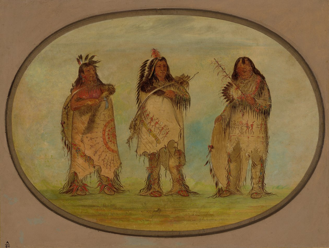 Tres guerreros distinguidos de la tribu Sioux de George Catlin