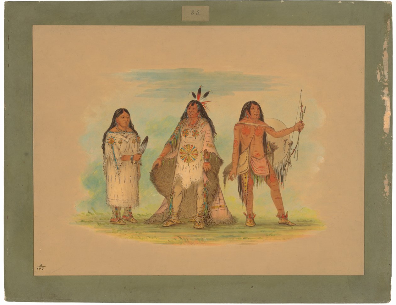 Tres indios Minatarree de George Catlin