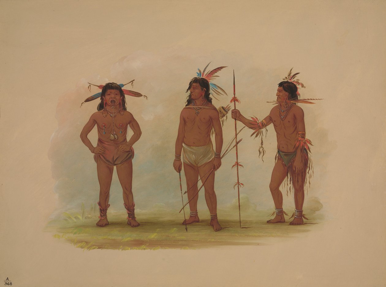 Tres hombres Omagua, 1854-1869 de George Catlin