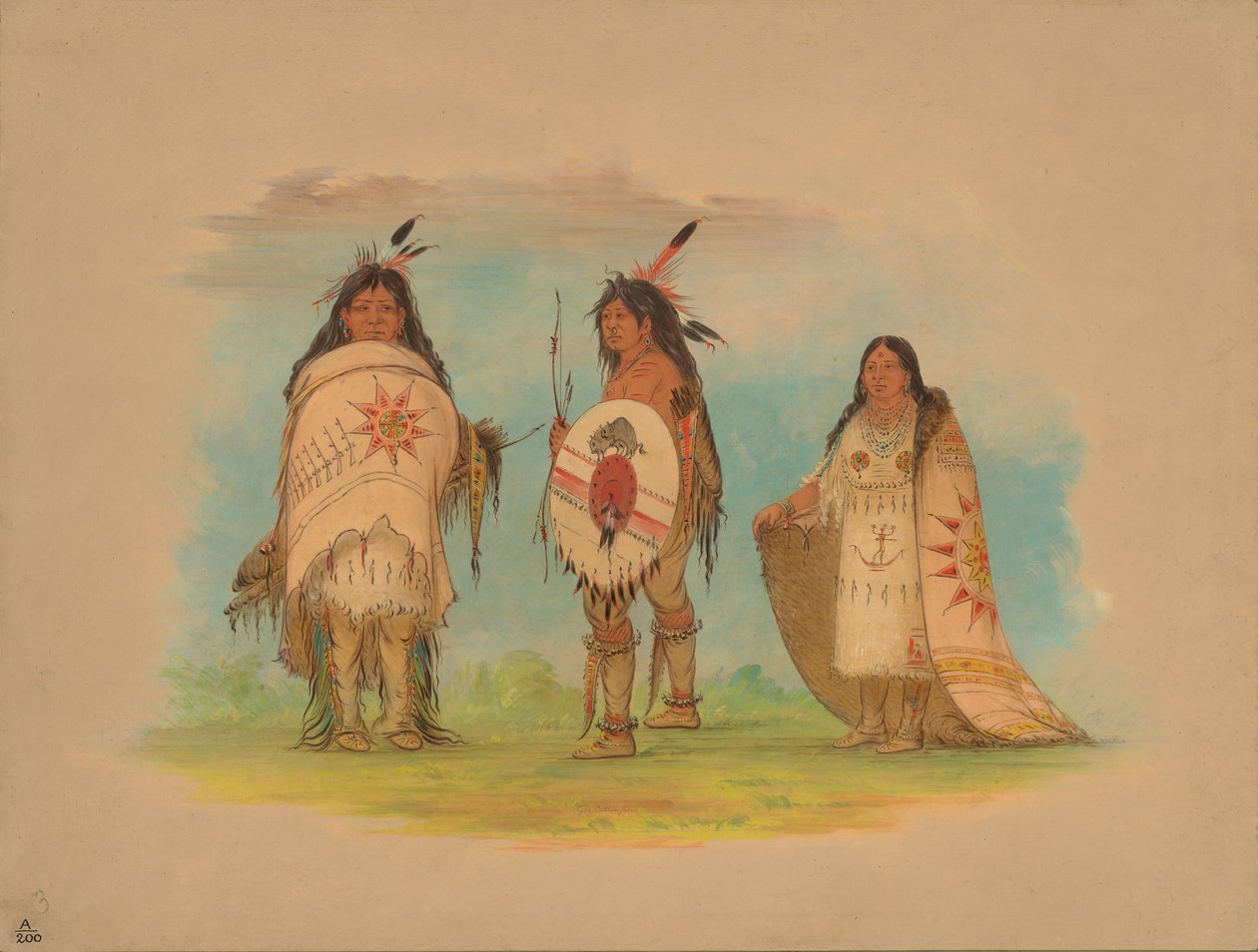 Tres Indios Riccarree, 1861 de George Catlin