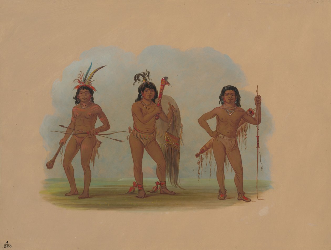 Tres indios Zurumati de George Catlin