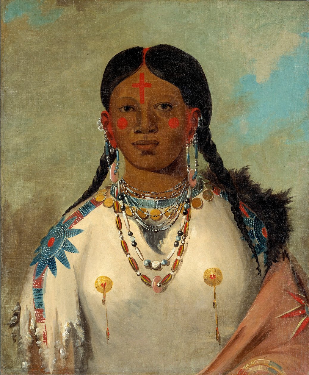 Tís-se-wóo-na-tís, La que se baña las rodillas, Esposa del Jefe de George Catlin