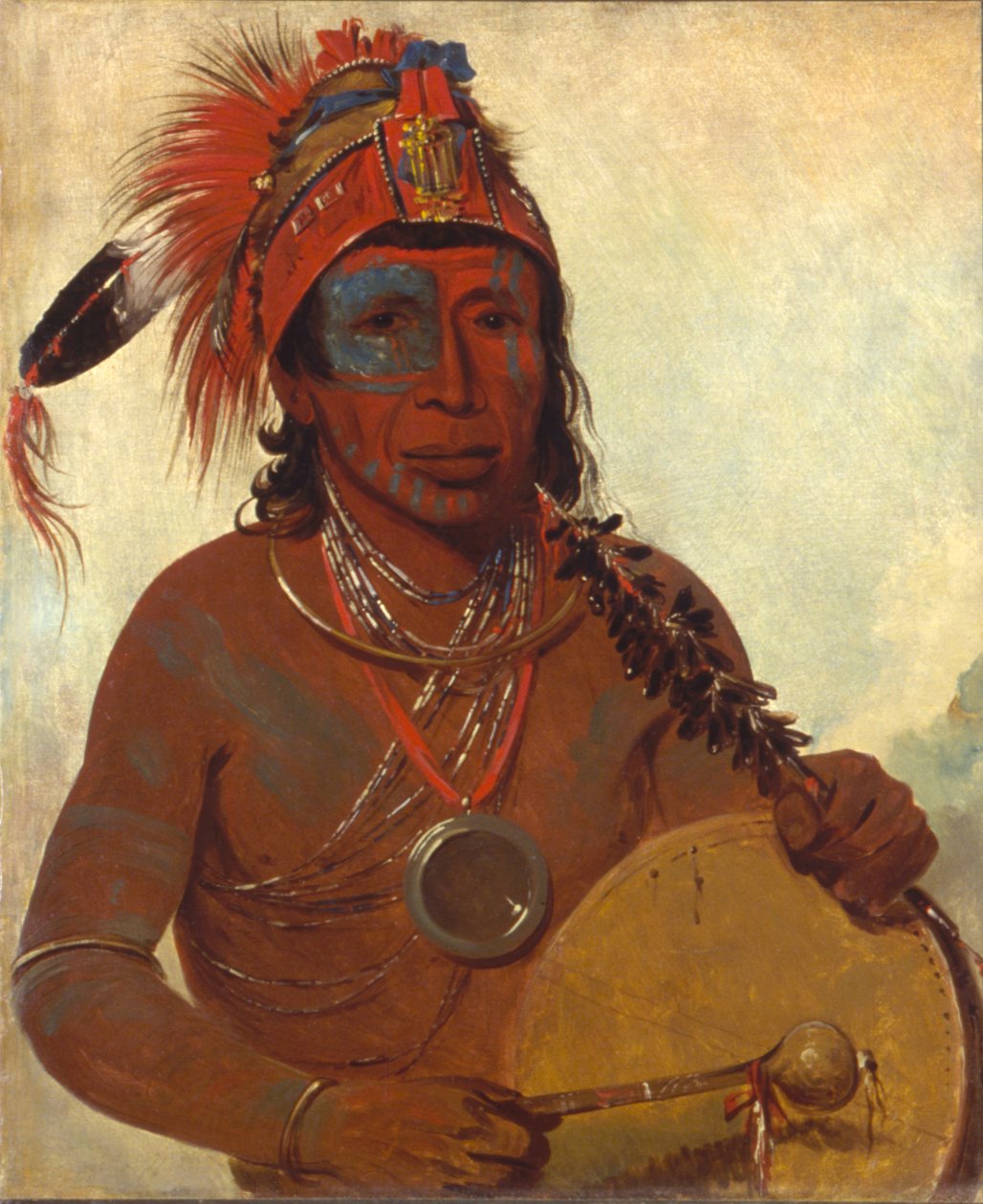 Tóh-to-wah-kón-da-pee, Blue Medicine, un curandero de la Banda Ting-ta-to-ah de George Catlin