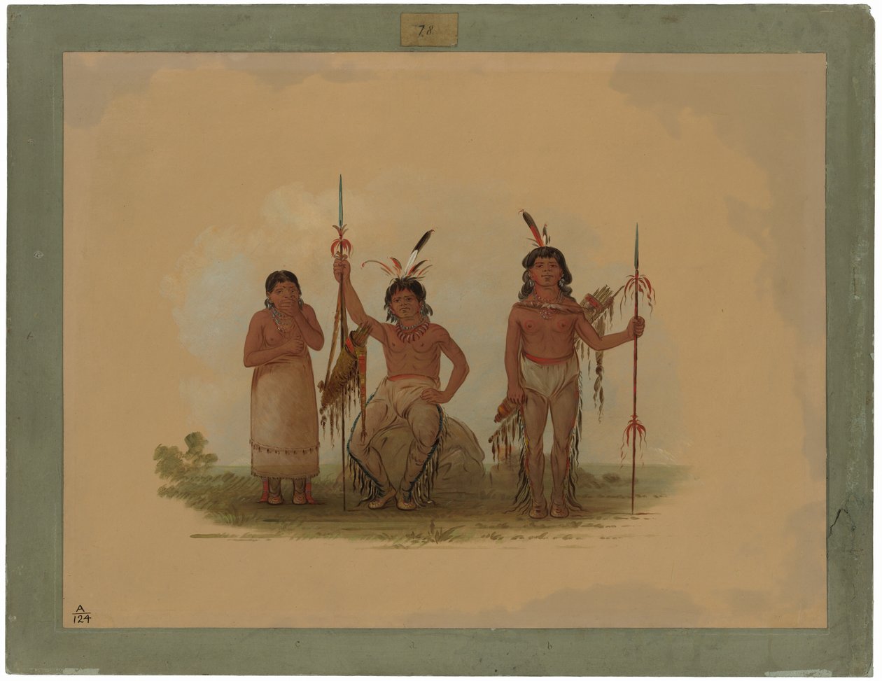 Dos guerreros arapaho y una mujer de George Catlin