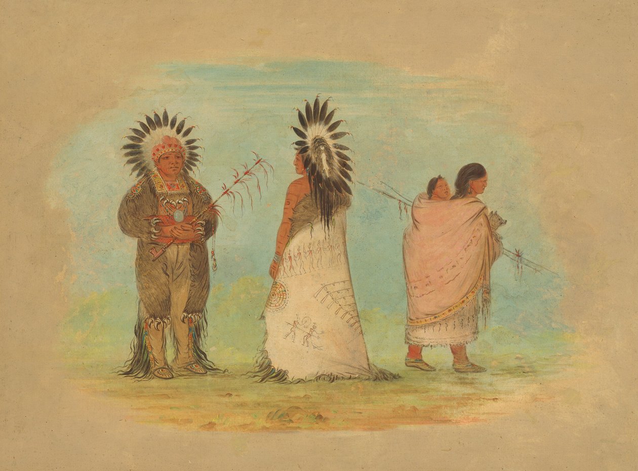 Dos jefes Ottoe y una mujer, 1861-1869 de George Catlin