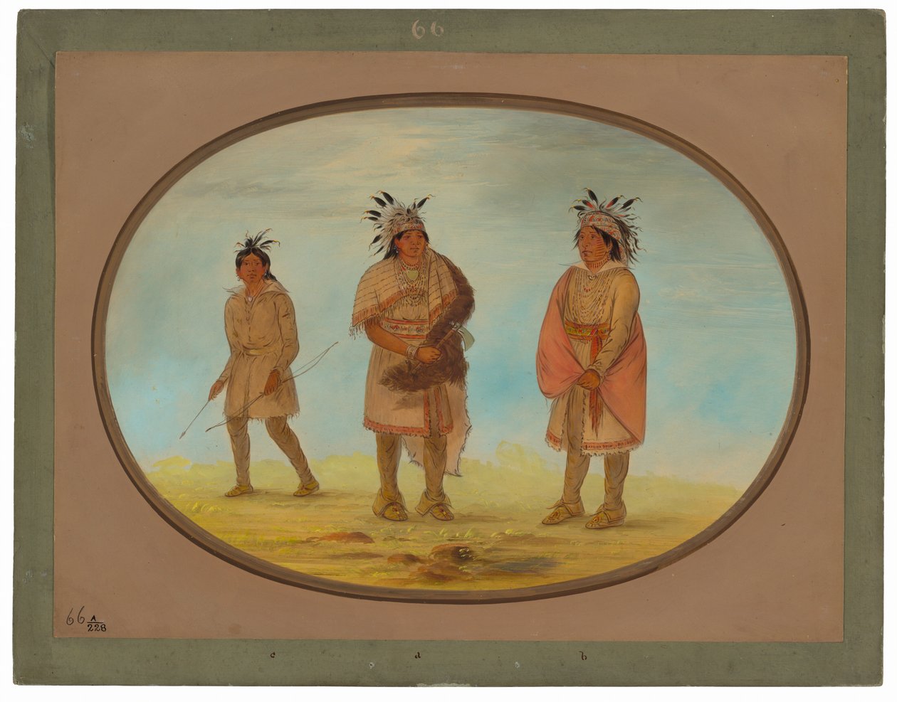 Dos guerreros Weeah y una mujer de George Catlin