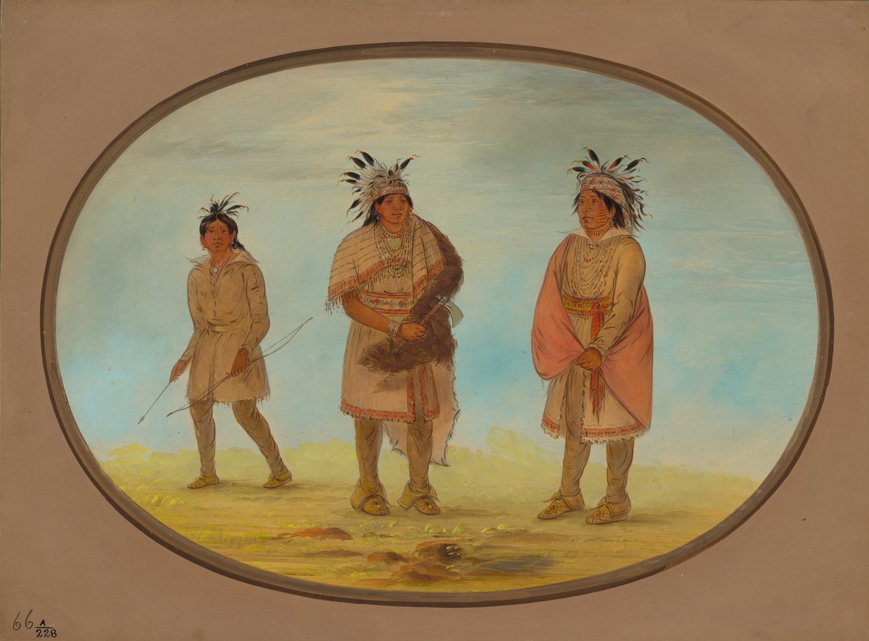 Dos guerreros Weeah y una mujer, 1861-1869 de George Catlin
