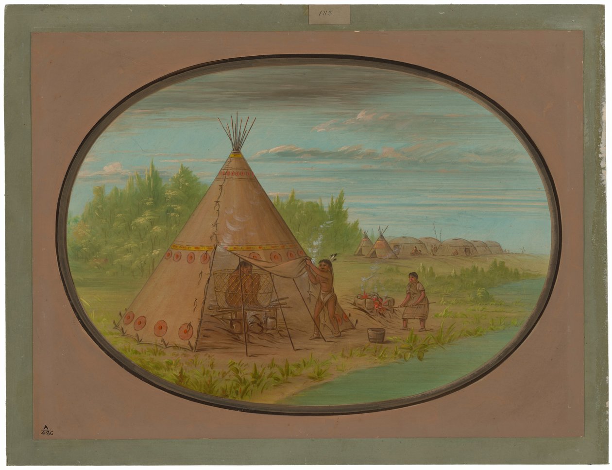 Baño de vapor - Minatarree de George Catlin